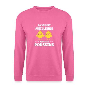 Humour petit poussin - Sweat-shirt Unisexe - rose - Devant
