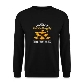 Dino Nuggets Dinosaurier Chicken Nuggets - Unisex Pullover - Schwarz - Vorne - Alina (178cm) & Michal (187cm)