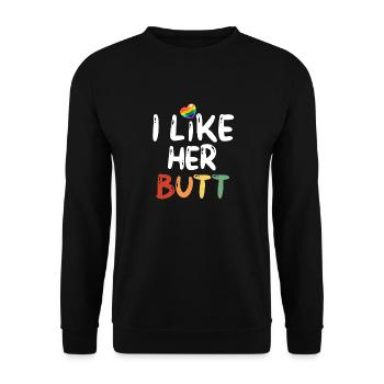 LGBT Lesbian Couples Compliment I Like Her Butt - Unisex Sweatshirt - black - Front - Alina (178cm) & Michal (187cm)