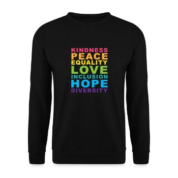 Bienveillance Paix Égalité Arc-en-ciel Gay Pride LGBT - Sweat-shirt Unisexe - noir - Devant - Alina (178cm) & Michal (187cm)