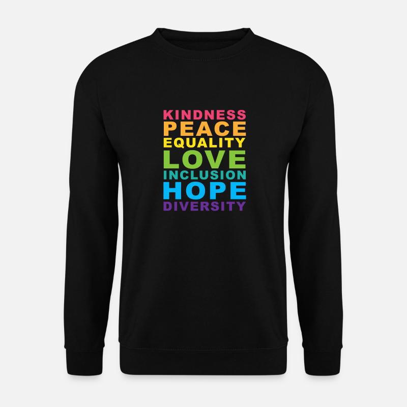 Freundlichkeit, Frieden, Gleichheit, Regenbogen, Gay Pride, LGBT - Unisex Pullover - Schwarz