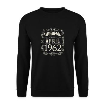 Vintage - Original depuis avril 1962 Anniversaire - Sweat-shirt Unisexe - noir - Devant - Alina (178cm) & Michal (187cm)
