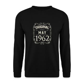 Vintage - Original depuis mai 1962 Anniversaire - Sweat-shirt Unisexe - noir - Devant - Alina (178cm) & Michal (187cm)