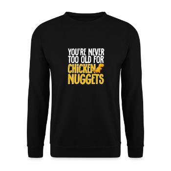 Dino Nuggets Dinosaurier Chicken Nuggets - Unisex Pullover - Schwarz - Vorne - Alina (178cm) & Michal (187cm)