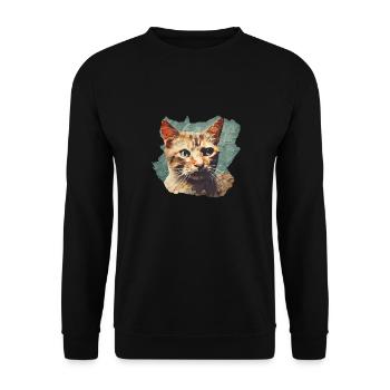 Chat en papier - Sweat-shirt Unisexe - noir - Devant - Alina (178cm) & Michal (187cm)