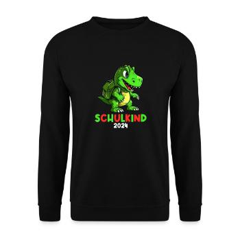 School Enrollment Dinosaur Dino TRex Schoolchild 2024 - Unisex Sweatshirt - black - Front - Alina (178cm) & Michal (187cm)