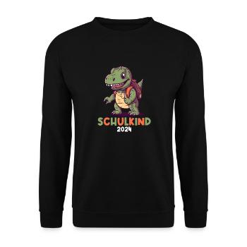 School Enrollment Dinosaur Dino TRex Schoolchild 2024 - Unisex Sweatshirt - black - Front - Alina (178cm) & Michal (187cm)