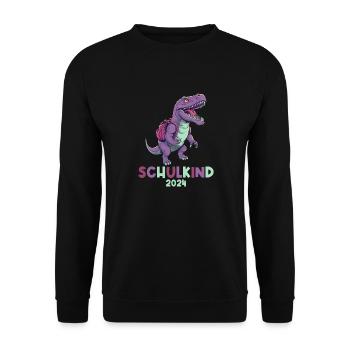 School Enrollment Dinosaur Dino TRex Schoolchild 2024 - Unisex Sweatshirt - black - Front - Alina (178cm) & Michal (187cm)