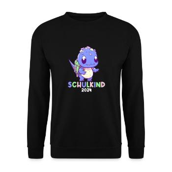 School Enrollment Dinosaur Dino TRex Schoolchild 2024 - Unisex Sweatshirt - black - Front - Alina (178cm) & Michal (187cm)