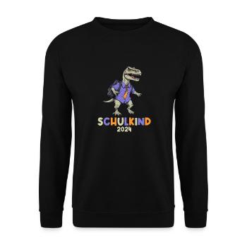 School Enrollment Dinosaur Dino TRex Schoolchild 2024 - Unisex Sweatshirt - black - Front - Alina (178cm) & Michal (187cm)