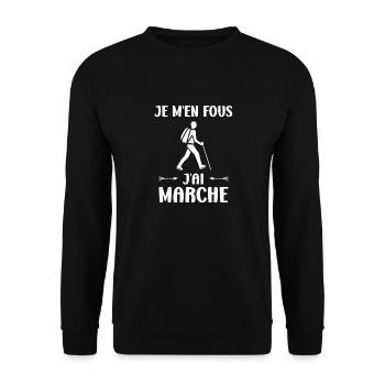 Randonné humour marche nordique - Sweat-shirt Unisexe - noir - Devant - Alina (178cm) & Michal (187cm)