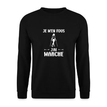 Randonné humour marche nordique - Sweat-shirt Unisexe - noir - Devant - Alina (178cm) & Michal (187cm)