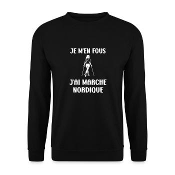 Randonné humour marche nordique - Sweat-shirt Unisexe - noir - Devant - Alina (178cm) & Michal (187cm)
