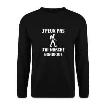 Randonné humour marche nordique - Sweat-shirt Unisexe - noir - Devant - Alina (178cm) & Michal (187cm)