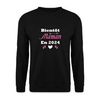 Bald Mama 2024 - Unisex Pullover - Schwarz - Vorne - Alina (178cm) & Michal (187cm)