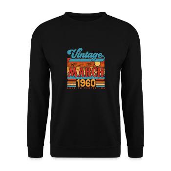 März 1960, Jahrgang März 1960 Jubiläumsgeschenk. - Unisex Pullover - Schwarz - Vorne - Alina (178cm) & Michal (187cm)
