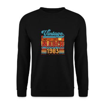 March 1983, Vintage March 1983 Anniversary Gift. - Unisex Sweatshirt - black - Front - Alina (178cm) & Michal (187cm)