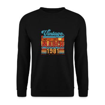 Mars 1981, Cadeau Anniversaire Vintage Mars 1981. - Sweat-shirt Unisexe - noir - Devant - Alina (178cm) & Michal (187cm)