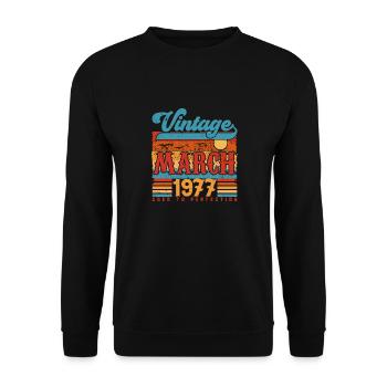 March 1977, Vintage March 1977 Anniversary Gift. - Unisex Sweatshirt - black - Front - Alina (178cm) & Michal (187cm)
