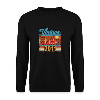März 2011, März 2011 Vintage-Jubiläumsgeschenk. - Unisex Pullover - Schwarz - Vorne - Alina (178cm) & Michal (187cm)