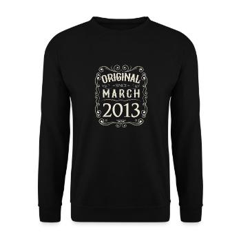 Vintage - Original since März 2013 Geburtstag - Unisex Pullover - Schwarz - Vorne - Alina (178cm) & Michal (187cm)