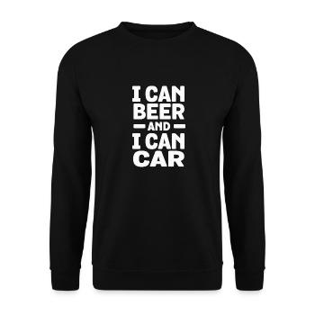 Ich kann Bier und ich kann Auto T-Shirt - Lustig Betrunken - Unisex Pullover - Schwarz - Vorne - Alina (178cm) & Michal (187cm)