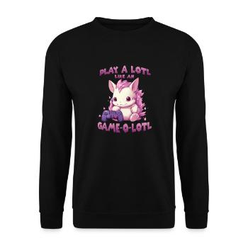Kawaii Axolotl Gamer T | Anime Gamer Outfit | - Unisex Sweatshirt - black - Front - Alina (178cm) & Michal (187cm)