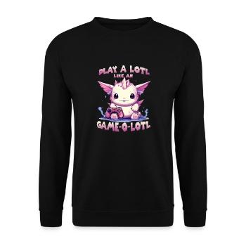 Axolotl T mignon pour les joueurs | Kawaii Stuff - Sweat-shirt Unisexe - noir - Devant - Alina (178cm) & Michal (187cm)