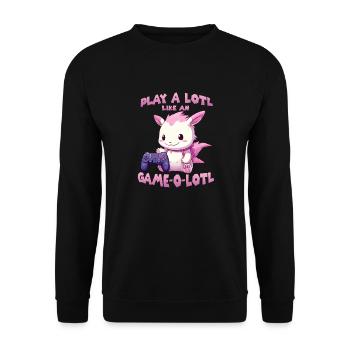 Cute Gamer T | Axolotl Gamer Outfit | Otaku Anime - Unisex Sweatshirt - black - Front - Alina (178cm) & Michal (187cm)