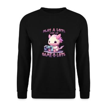 Axolotl Gamer T Kawaii Stuff Anime Axolotl Otaku - Sweat-shirt Unisexe - noir - Devant - Alina (178cm) & Michal (187cm)