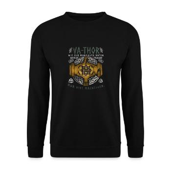 Vathor - Father's Day Father's Day Gift Viking - Unisex Sweatshirt - black - Front - Alina (178cm) & Michal (187cm)