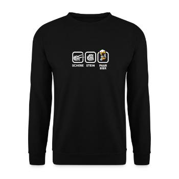 Schere, Stein, Paar, Bier - das perfekte Outfit - Unisex Pullover - Schwarz - Vorne - Alina (178cm) & Michal (187cm)