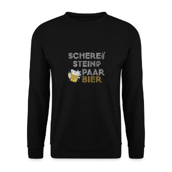 Schere, Stein, Paar, Bier - das perfekte Outfit - Unisex Pullover - Schwarz - Vorne - Alina (178cm) & Michal (187cm)