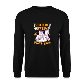 Schere, Stein, Paar, Bier - das perfekte Outfit - Unisex Pullover - Schwarz - Vorne - Alina (178cm) & Michal (187cm)