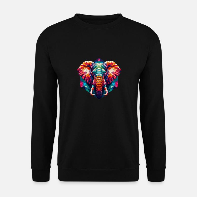 Elefant in Polygonendarstellung - Unisex Pullover - Schwarz