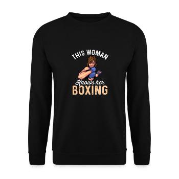 Diese Frau kennt ihr Boxen - Unisex Pullover - Schwarz - Vorne - Alina (178cm) & Michal (187cm)