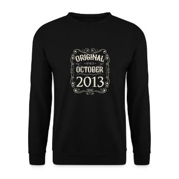 Vintage - Original since Oktober 2013 Geburtstag - Unisex Pullover - Schwarz - Vorne - Alina (178cm) & Michal (187cm)