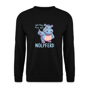 Nilpferd Hippo meckern Meckerer Nölpferd - Unisex Pullover - Schwarz - Vorne - Alina (178cm) & Michal (187cm)