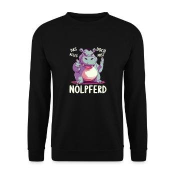 Hippo Hippo Complain Complainer Nölpferd - Unisex Sweatshirt - black - Front - Alina (178cm) & Michal (187cm)