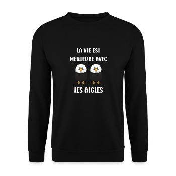 Citation humour Oiseau aigle - Sweat-shirt Unisexe - noir - Devant - Alina (178cm) & Michal (187cm)