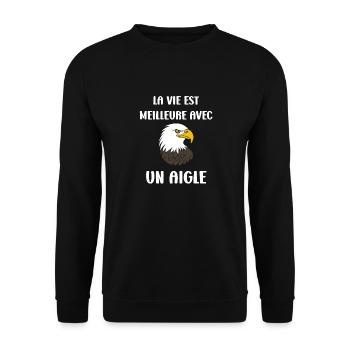 Citation humour Oiseau aigle - Sweat-shirt Unisexe - noir - Devant - Alina (178cm) & Michal (187cm)