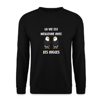 Citation humour Oiseau aigle - Sweat-shirt Unisexe - noir - Devant - Alina (178cm) & Michal (187cm)