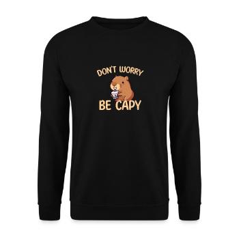 Capybara Mignon buvant un Bubble Tea - Sweat-shirt Unisexe - noir - Devant - Alina (178cm) & Michal (187cm)