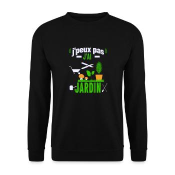 J'peux pas j'ai jardin - Sweat-shirt Unisexe - noir - Devant - Alina (178cm) & Michal (187cm)