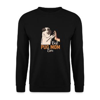 Beste Mopsmutter aller Zeiten Mops-Pullover Mopsmutter Mama Mopsmutter - Unisex Pullover - Schwarz - Vorne - Alina (178cm) & Michal (187cm)