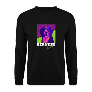 Bernese Dog Art Bernese Mountain Dog Lovers Gifts - Unisex Sweatshirt - black - Front - Alina (178cm) & Michal (187cm)