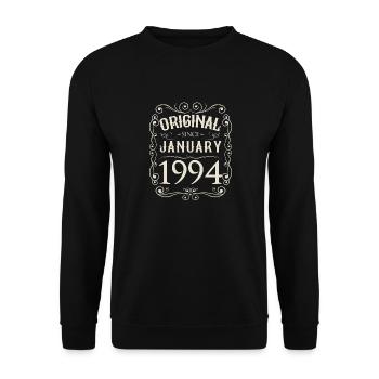 Vintage - Original since Januar 1994 Geburtstag - Unisex Pullover - Schwarz - Vorne - Alina (178cm) & Michal (187cm)