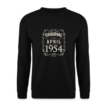 Vintage - Original since April 1954 Birthday - Unisex Sweatshirt - black - Front - Alina (178cm) & Michal (187cm)