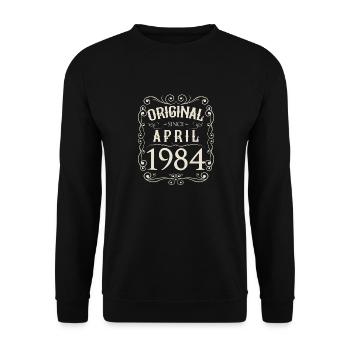 Vintage - Original since April 1984 Geburtstag - Unisex Pullover - Schwarz - Vorne - Alina (178cm) & Michal (187cm)