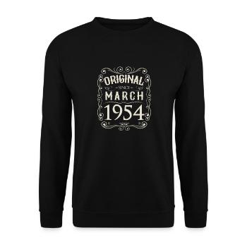 Vintage - Original since März 1954 Geburtstag - Unisex Pullover - Schwarz - Vorne - Alina (178cm) & Michal (187cm)